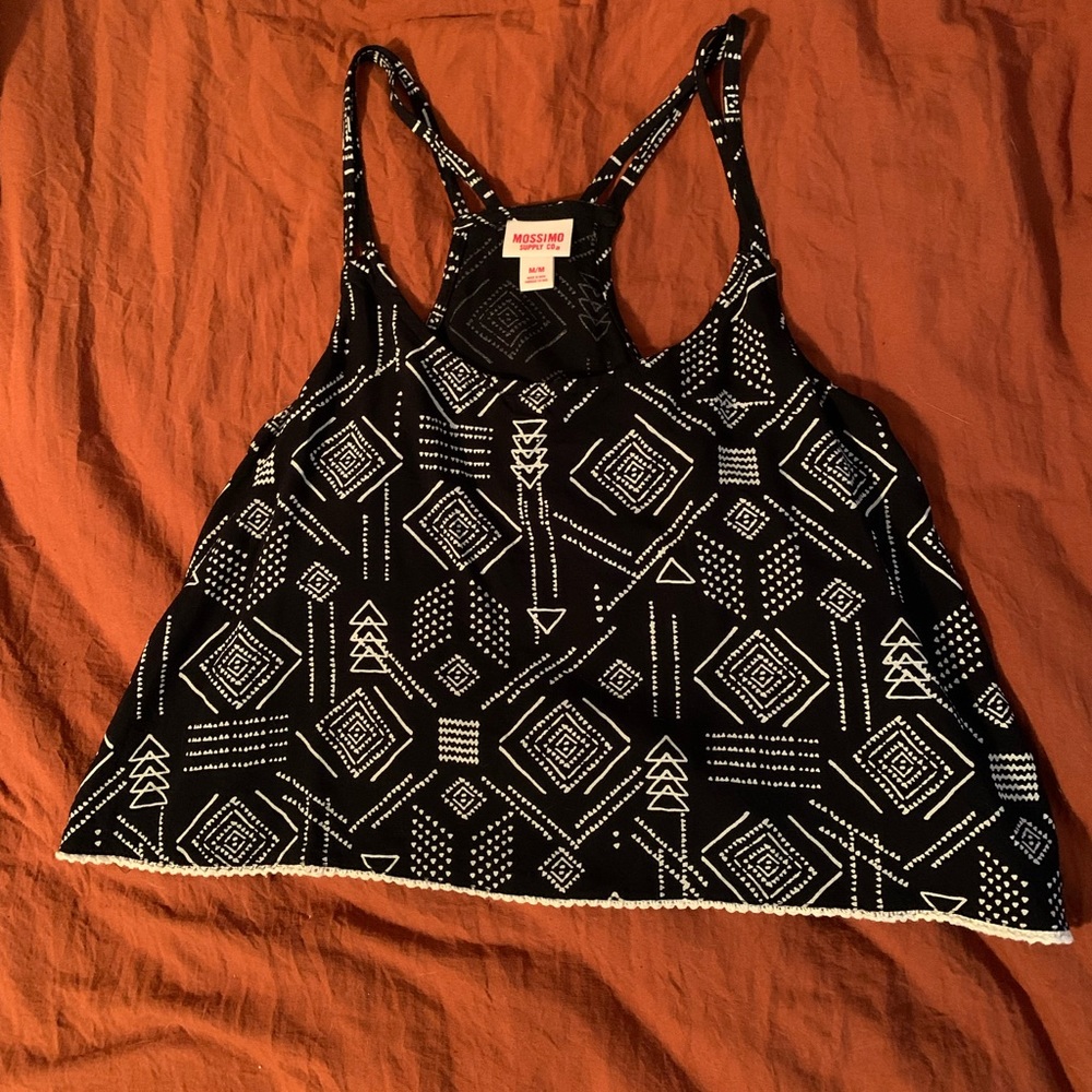 Mossimo supply co medium patterned black and white strappy tank top